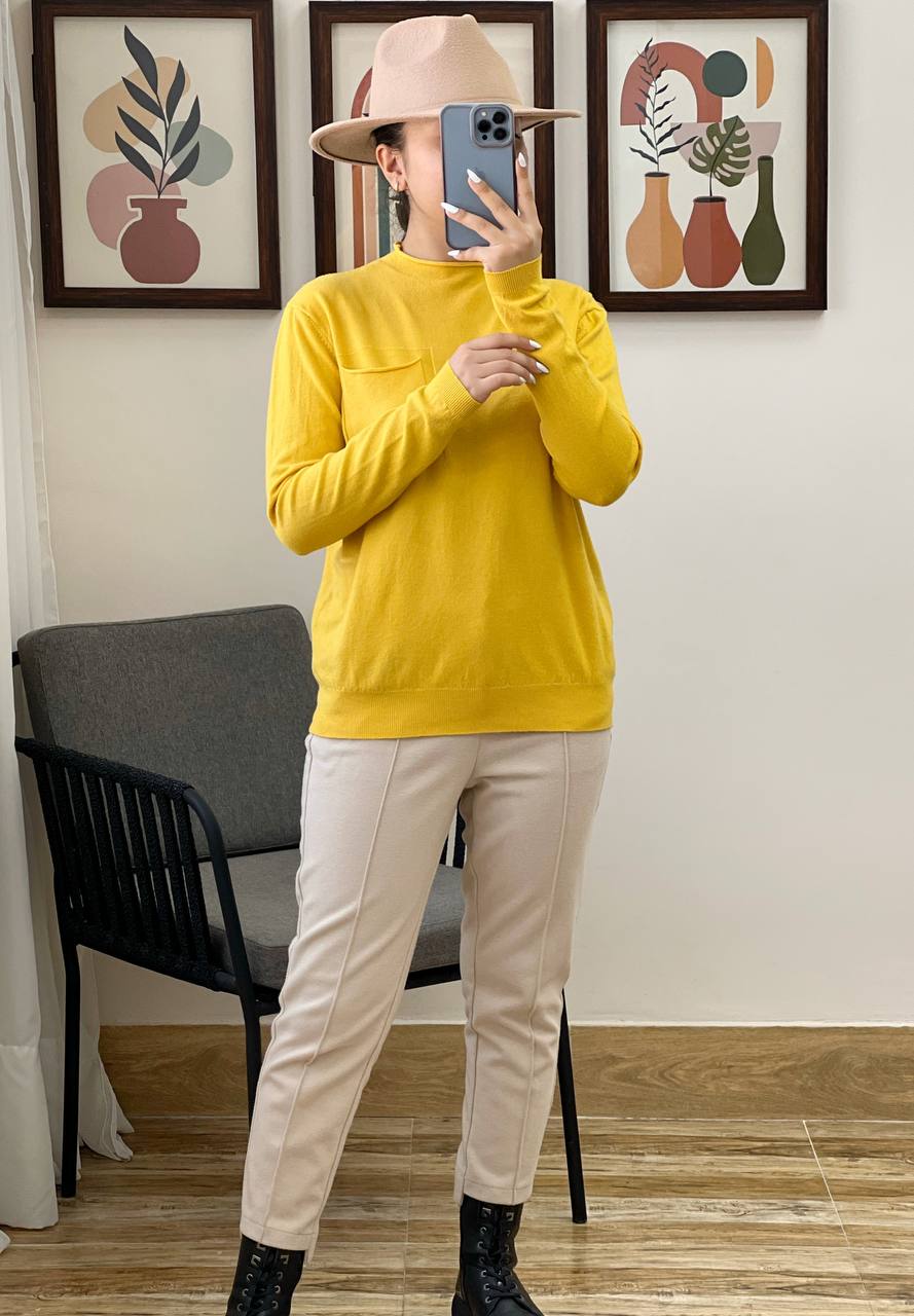 پلیور بافت تک جیب ساده کد 3192