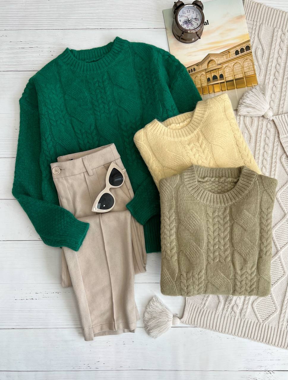 پلیور بافت زنجیری یقه گرد کد 3194