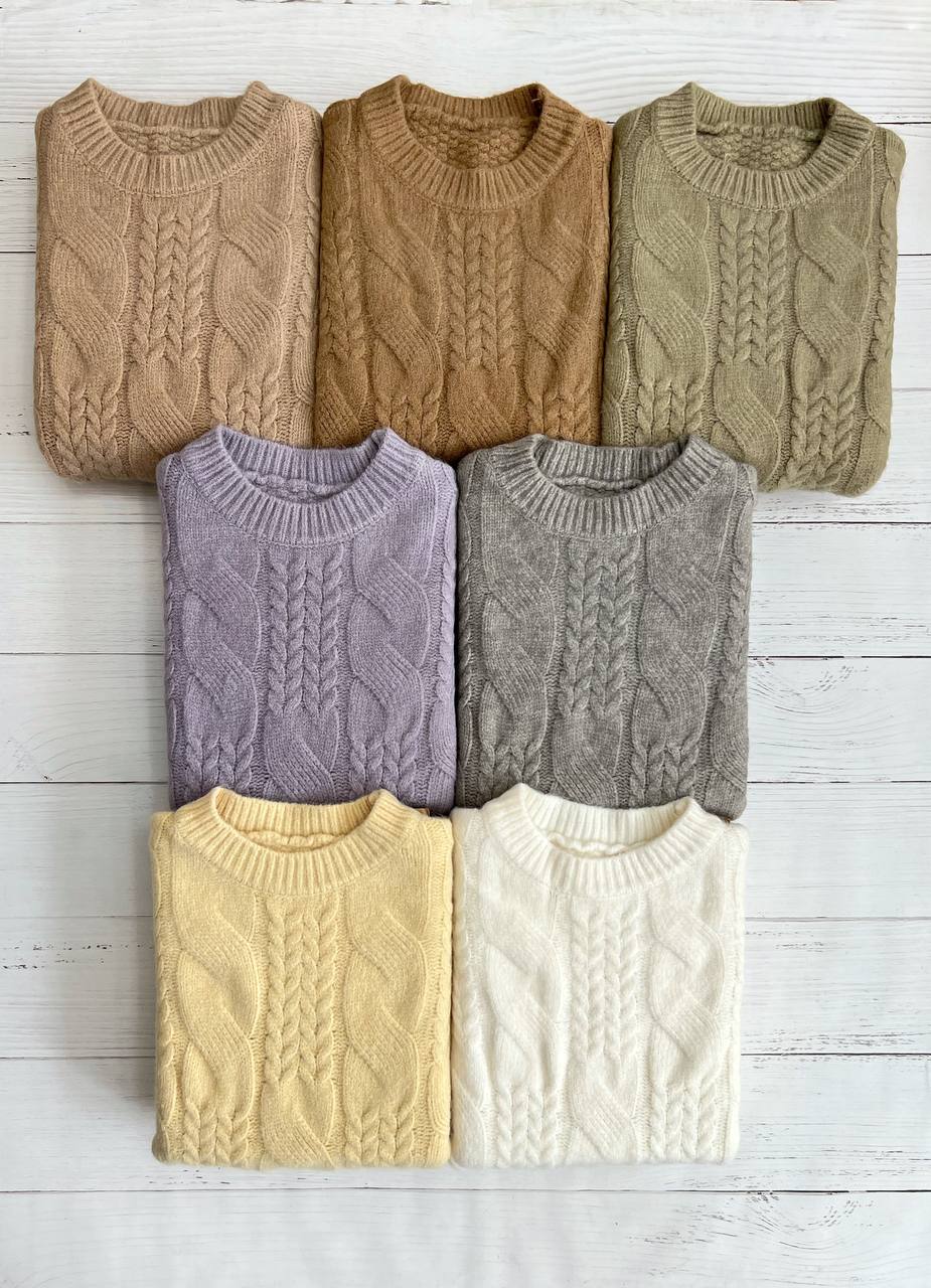 پلیور بافت زنجیری یقه گرد کد 3194