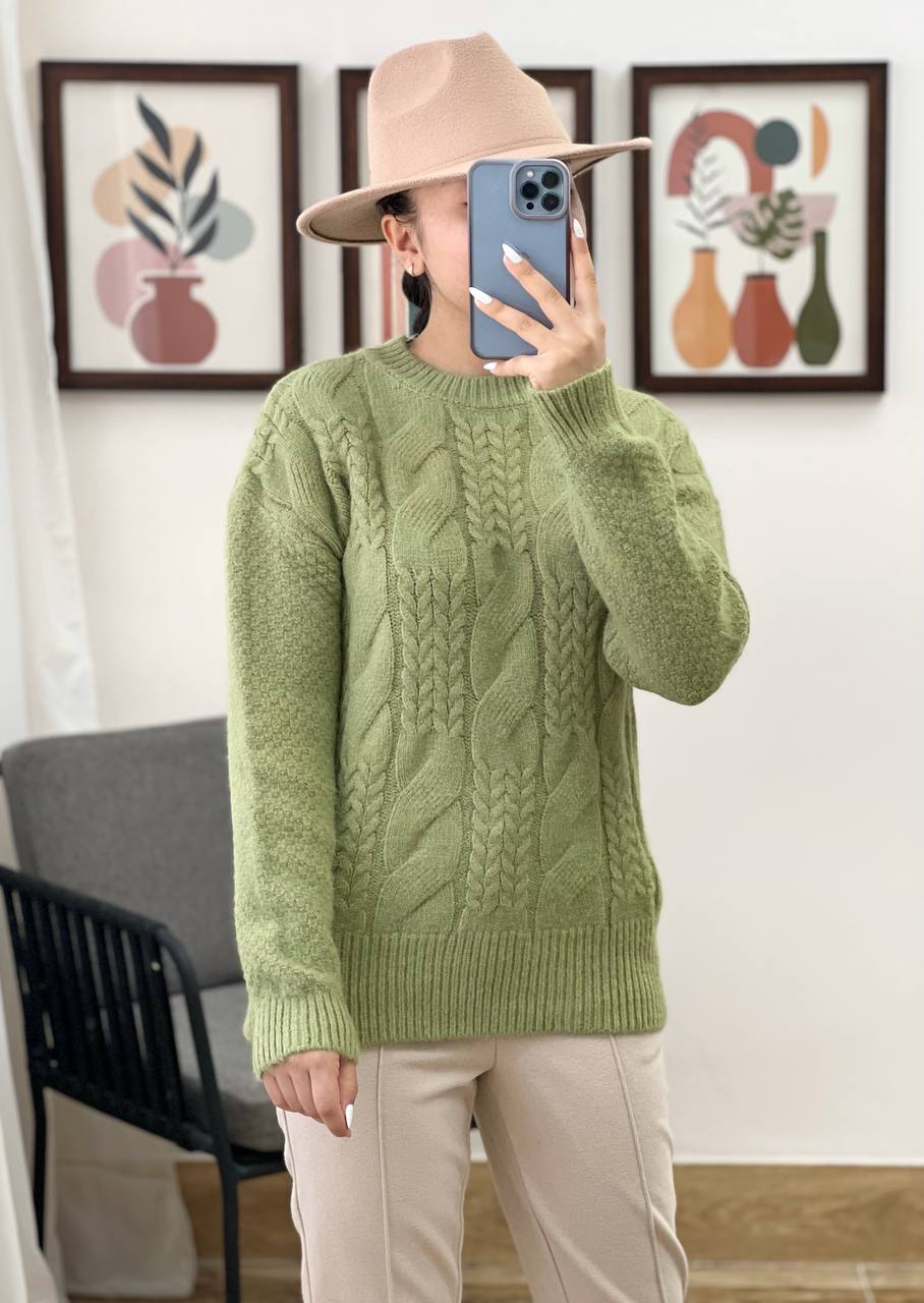 پلیور بافت زنجیری یقه گرد کد 3194