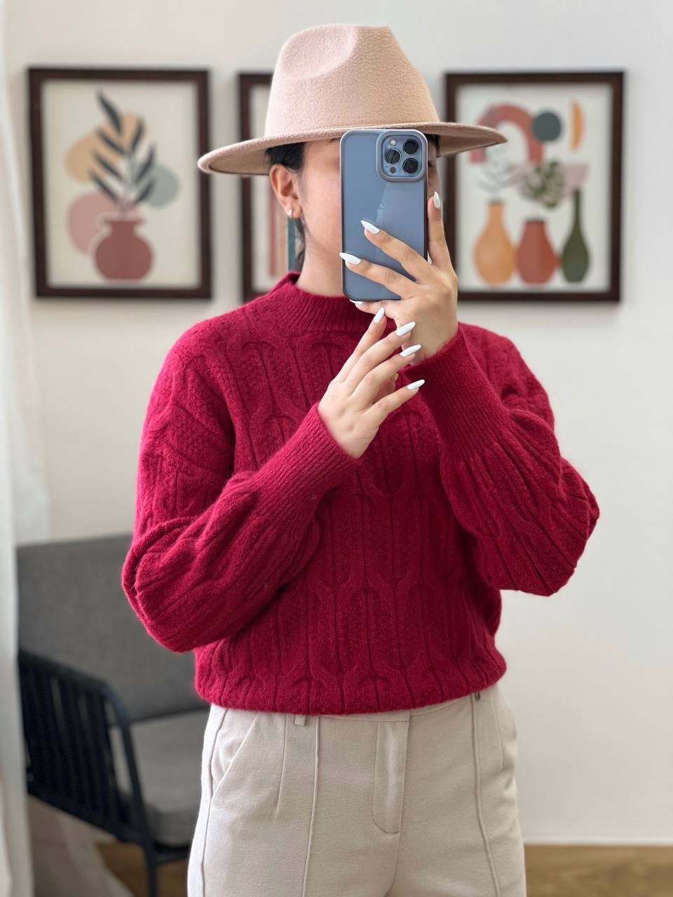 پلیور بافت آستین مچی کد 3199