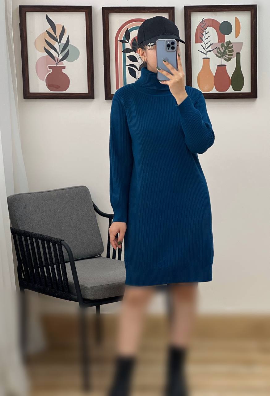 پیراهن بافت یقه اسکی کد 3200