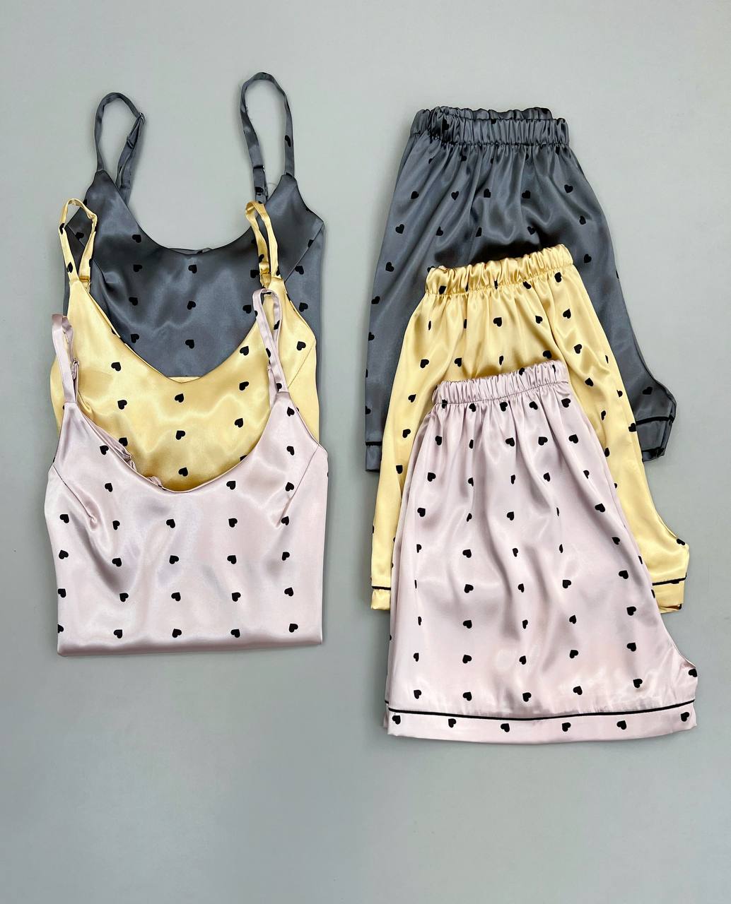 ست تاپ و شلوارک ساتن کد 3201