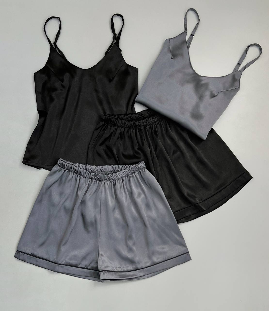 ست تاپ و شلوارک ساتن کد 3201