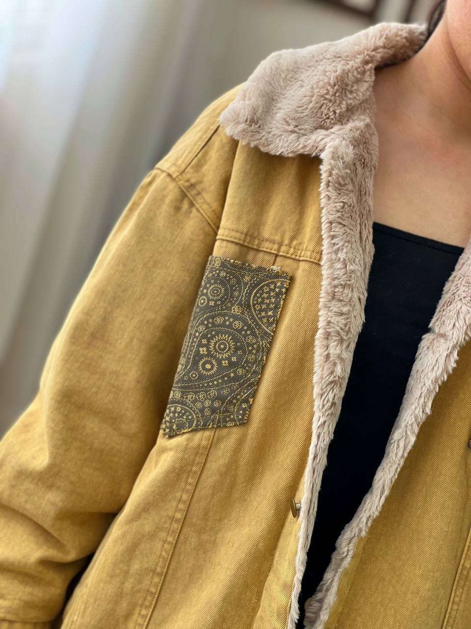 کت جین داخل تمام خز دار کد 3202