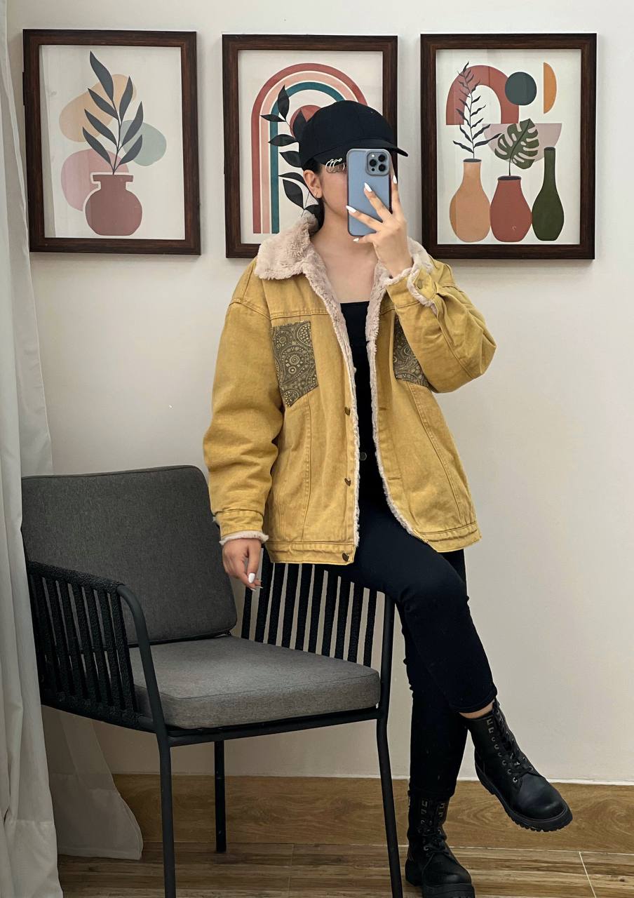 کت جین داخل تمام خز دار کد 3202