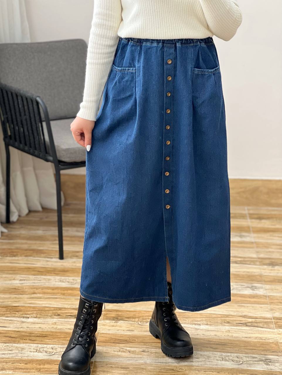 دامن جین جلو دکمه کد 3203