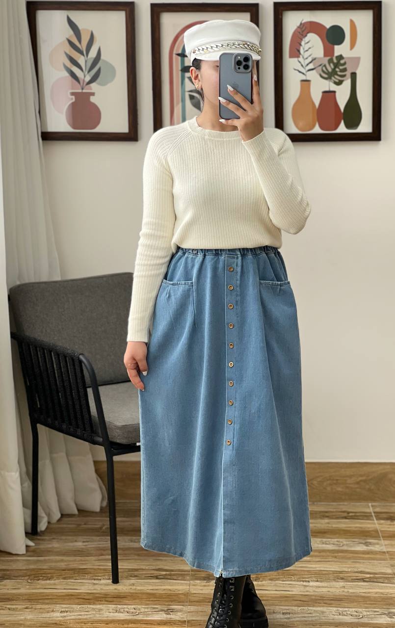 دامن جین جلو دکمه کد 3203