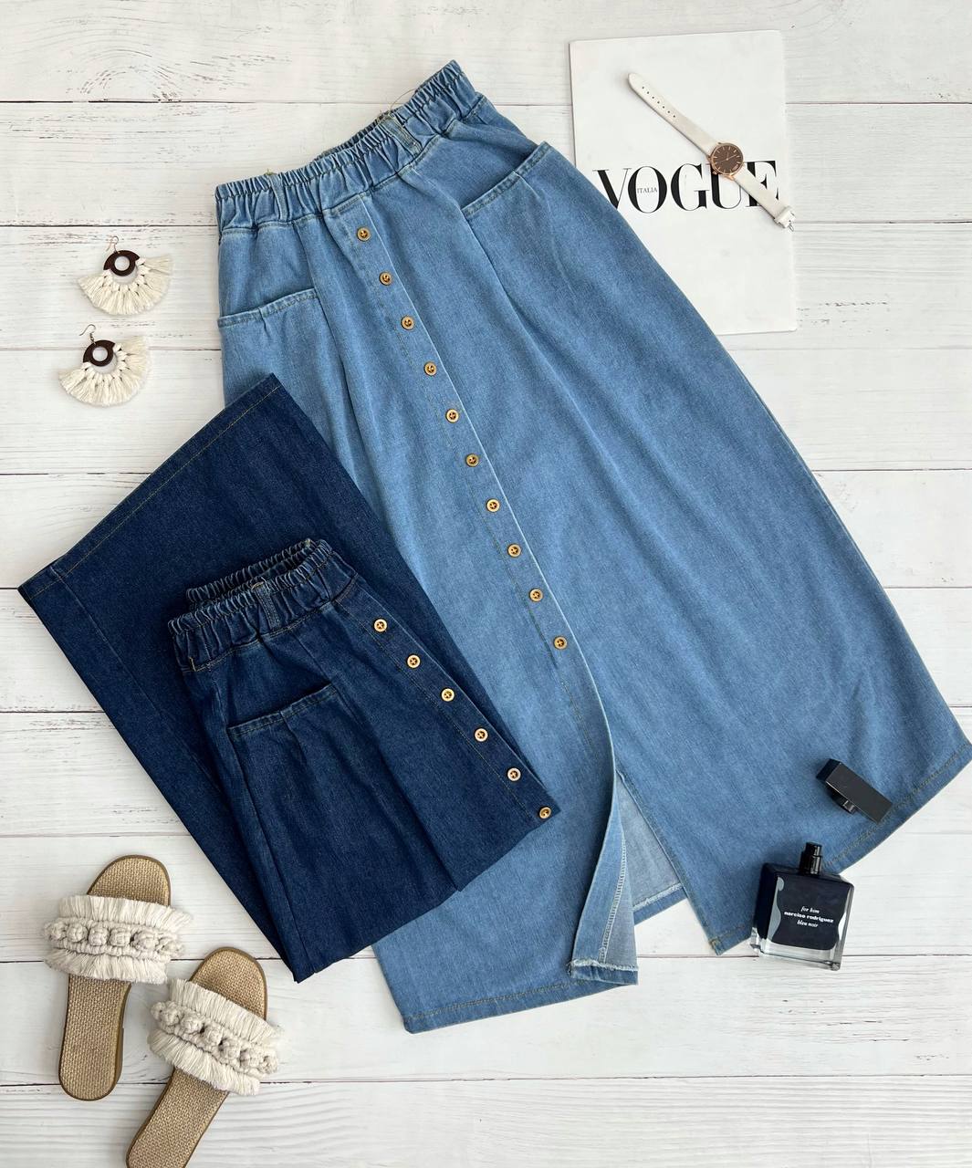 دامن جین جلو دکمه کد 3203