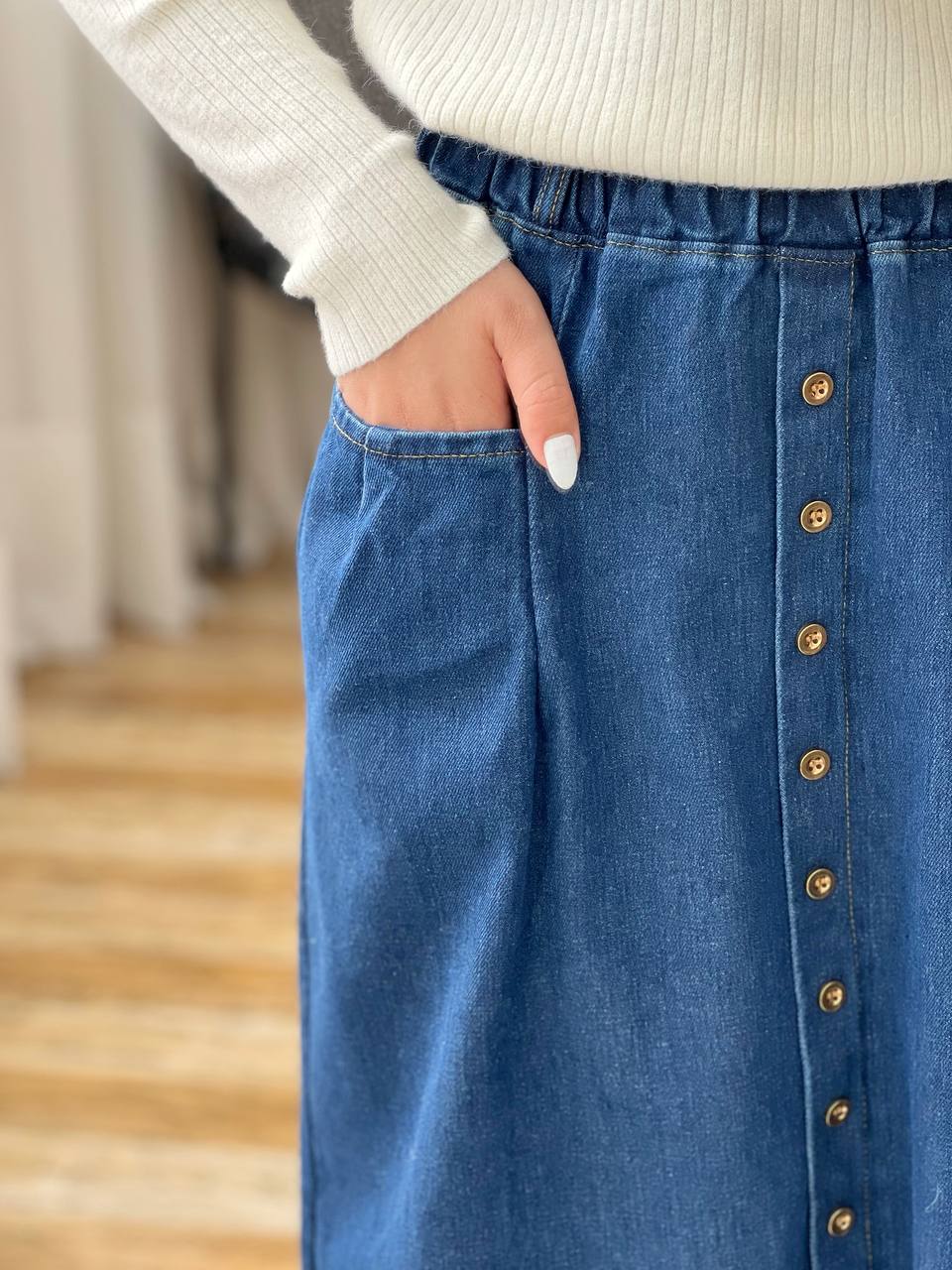 دامن جین جلو دکمه کد 3203