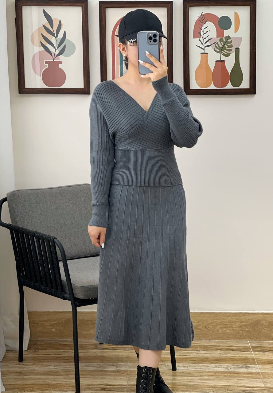 ست بلوز و دامن بافت کد 3207