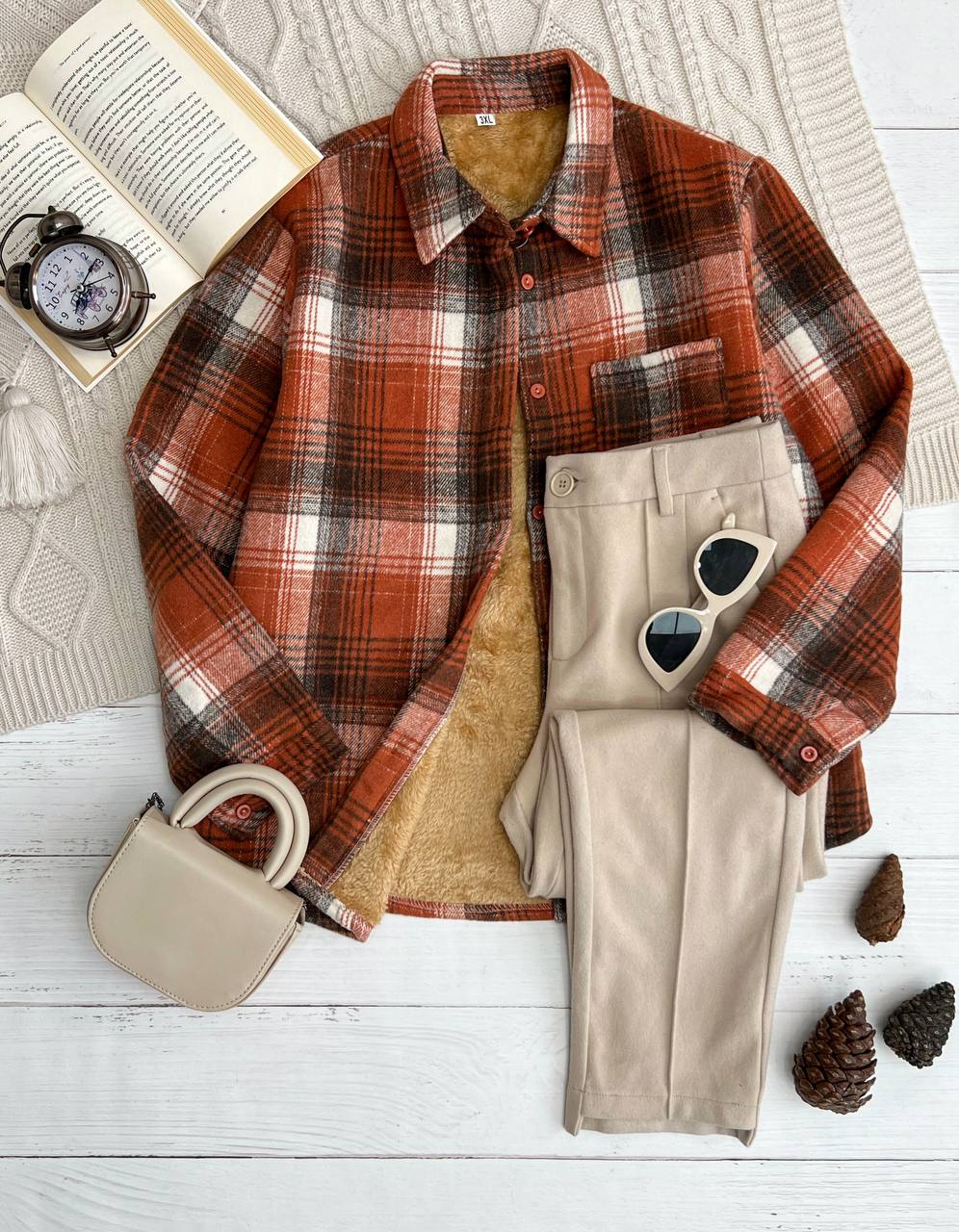 شومیز چهارخونه داخل تمام خز کد 3212