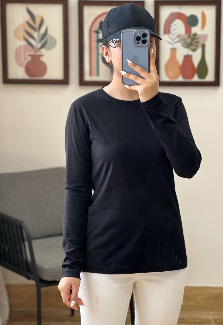 بلوز نخ و پنبه یقه گرد کد 3213