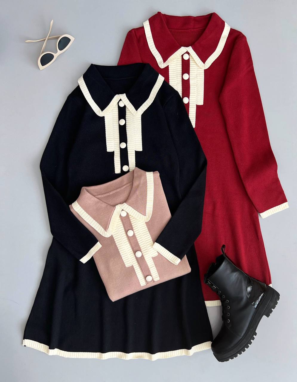 پیراهن بافت سه رنگ کد 3215