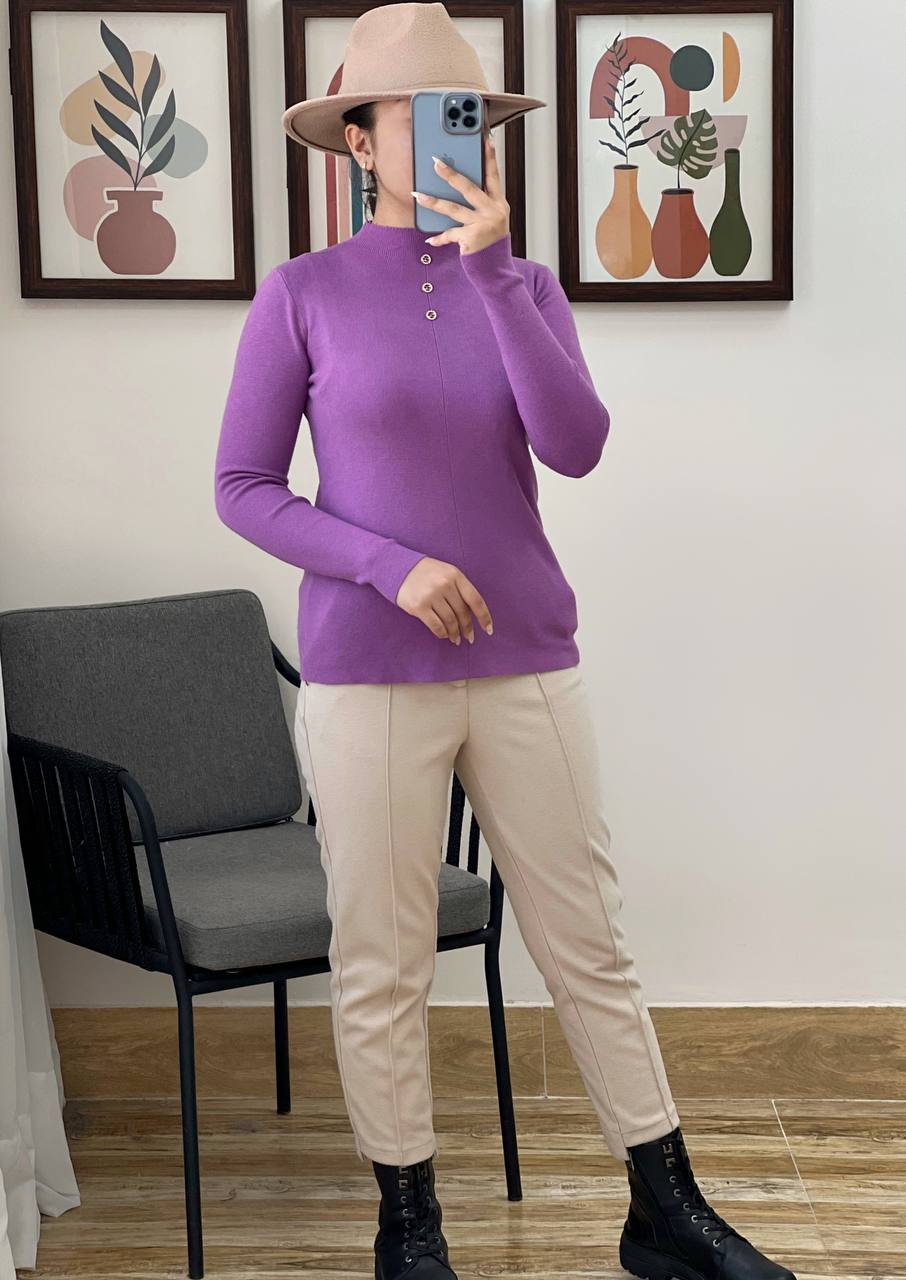 پلیور بافت سه دکمه ساده کد 3217