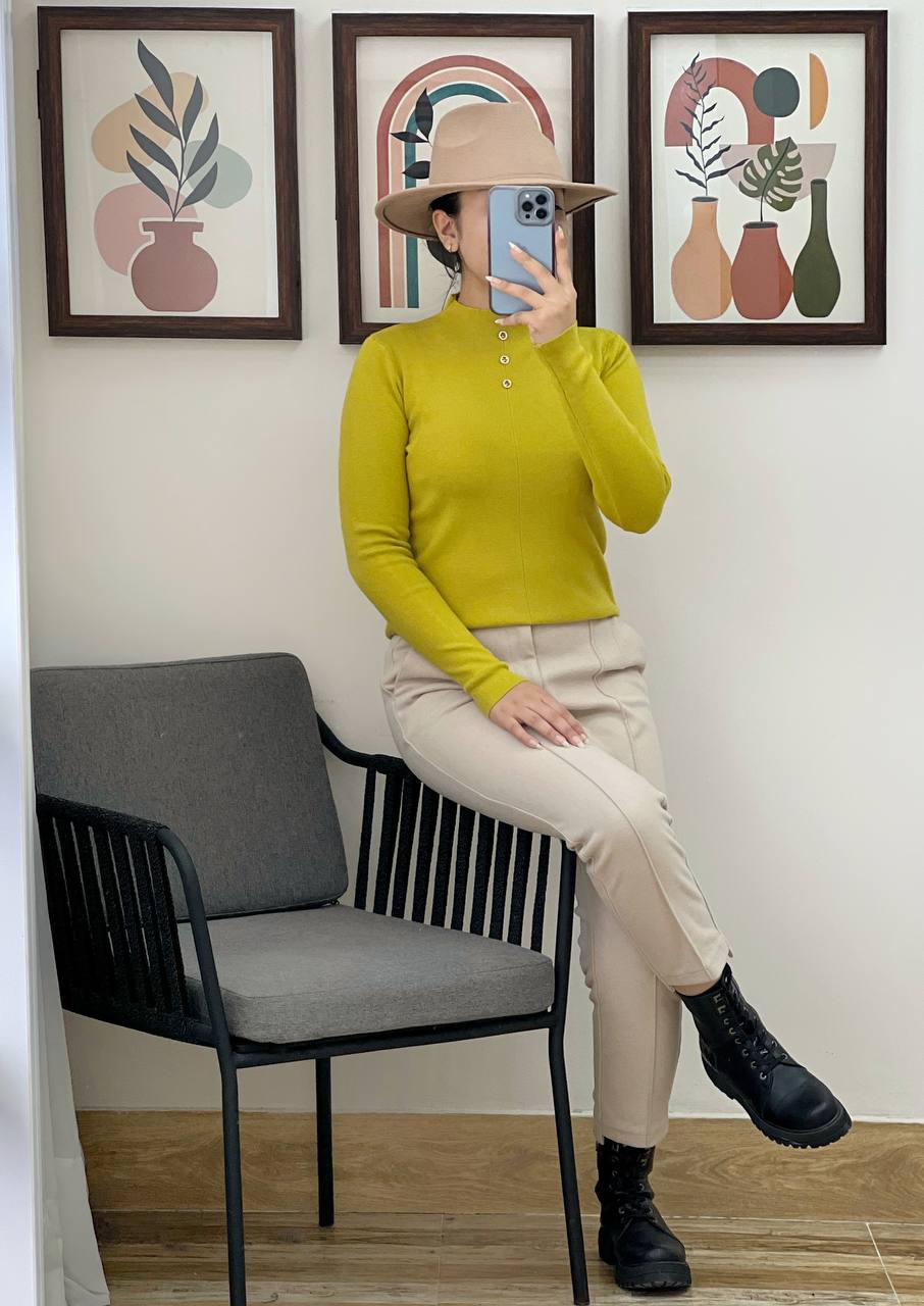 پلیور بافت سه دکمه ساده کد 3217