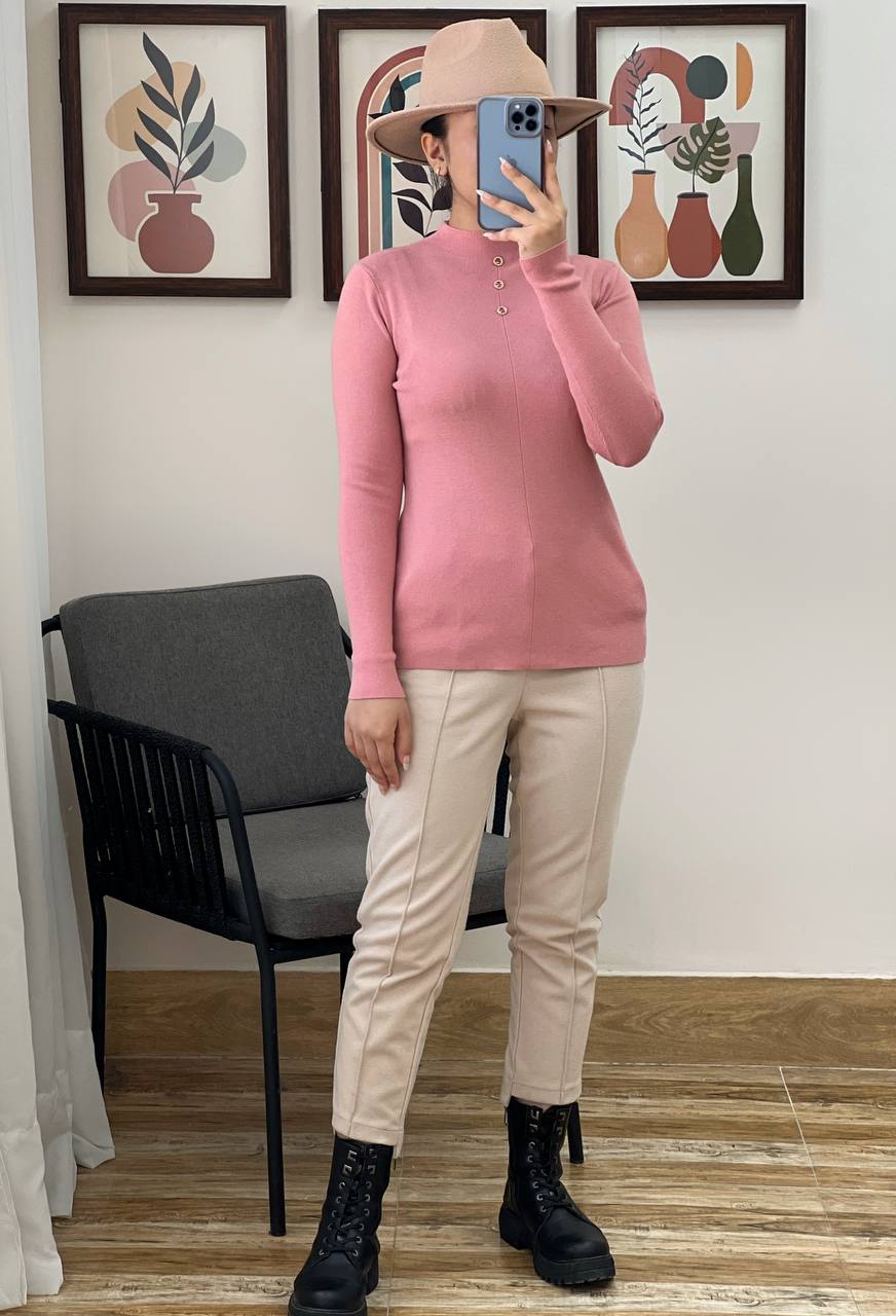 پلیور بافت سه دکمه ساده کد 3217