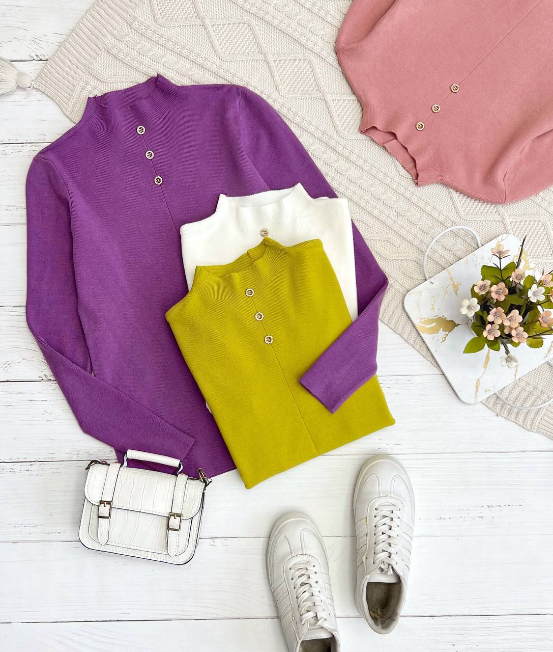 پلیور بافت سه دکمه ساده کد 3217