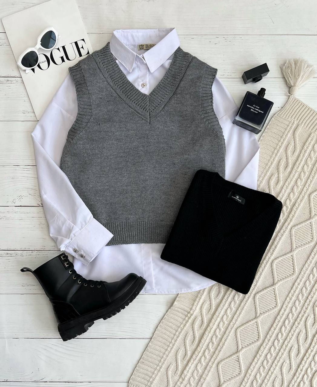 جلیقه بافت دو رنگ کد 3218