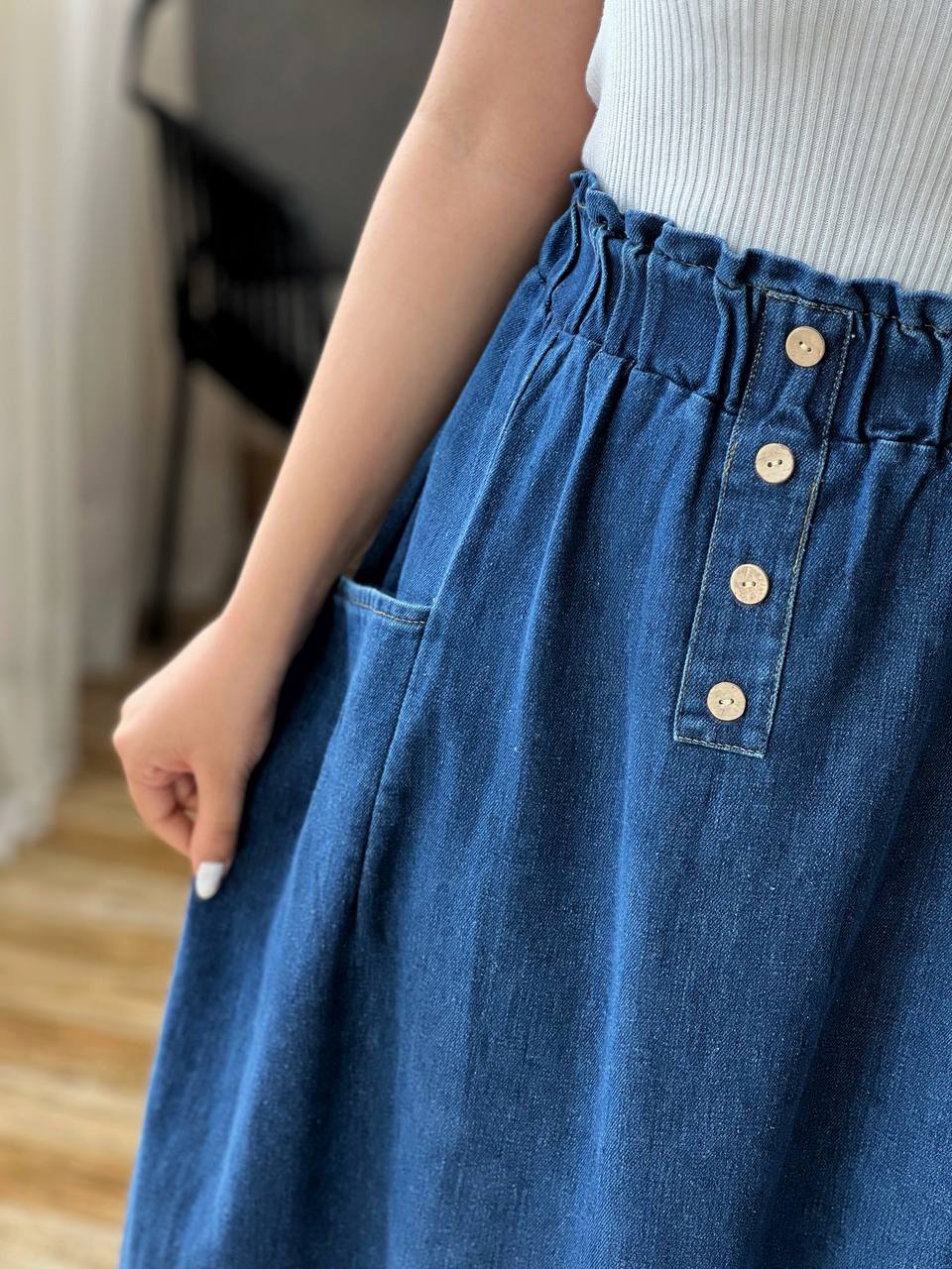 دامن جین سه دکمه کد 3219