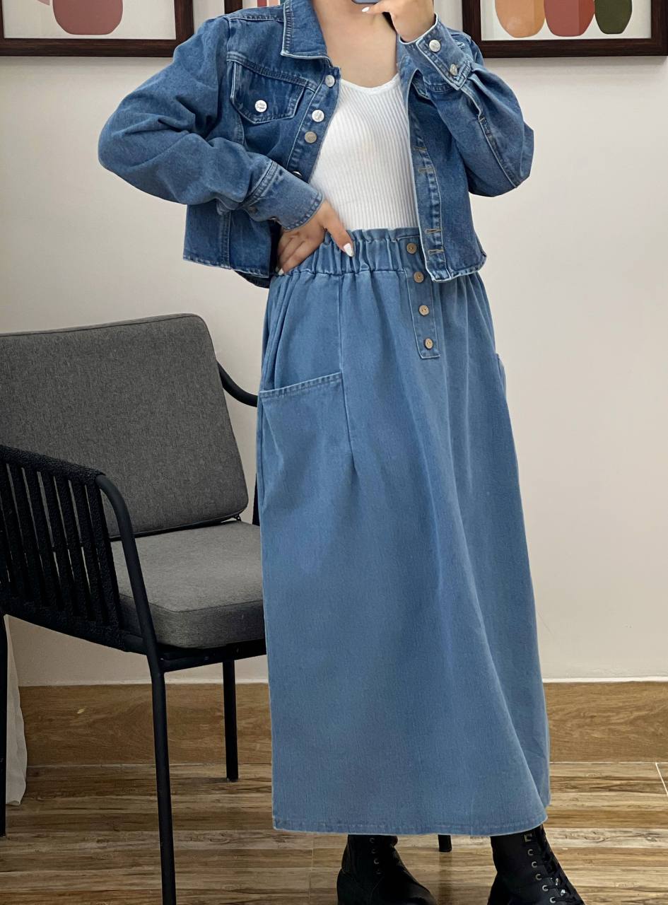 دامن جین سه دکمه کد 3219