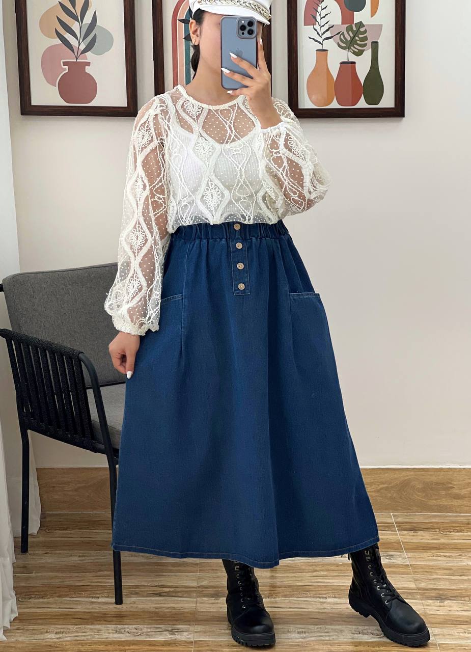 دامن جین سه دکمه کد 3219