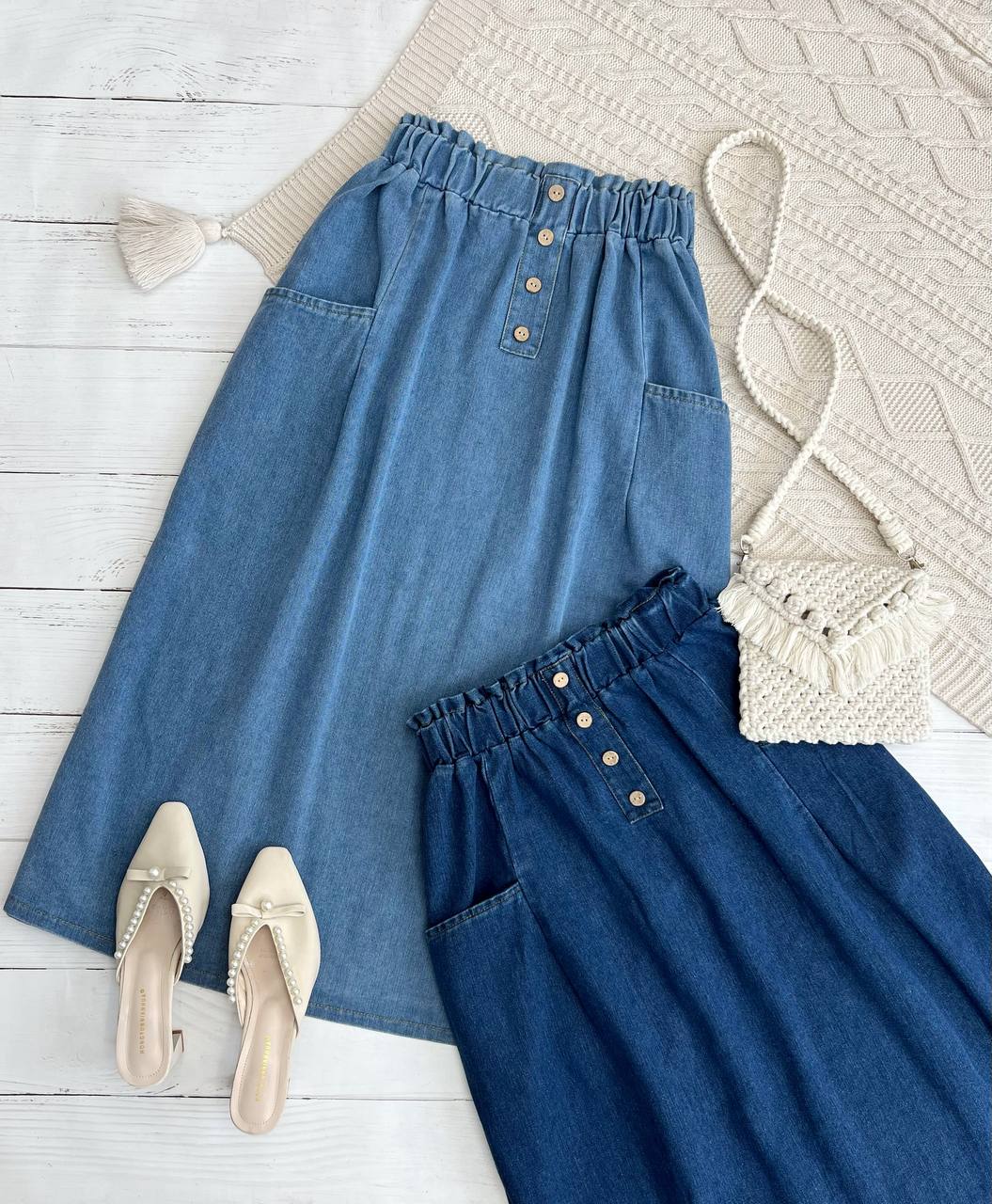 دامن جین سه دکمه کد 3219