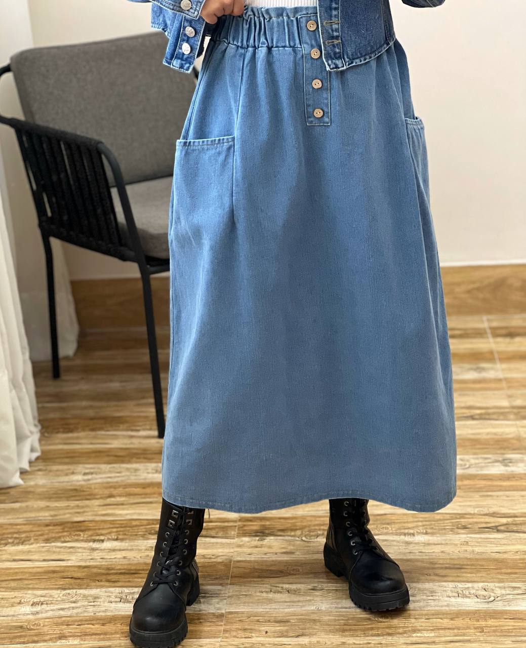 دامن جین سه دکمه کد 3219