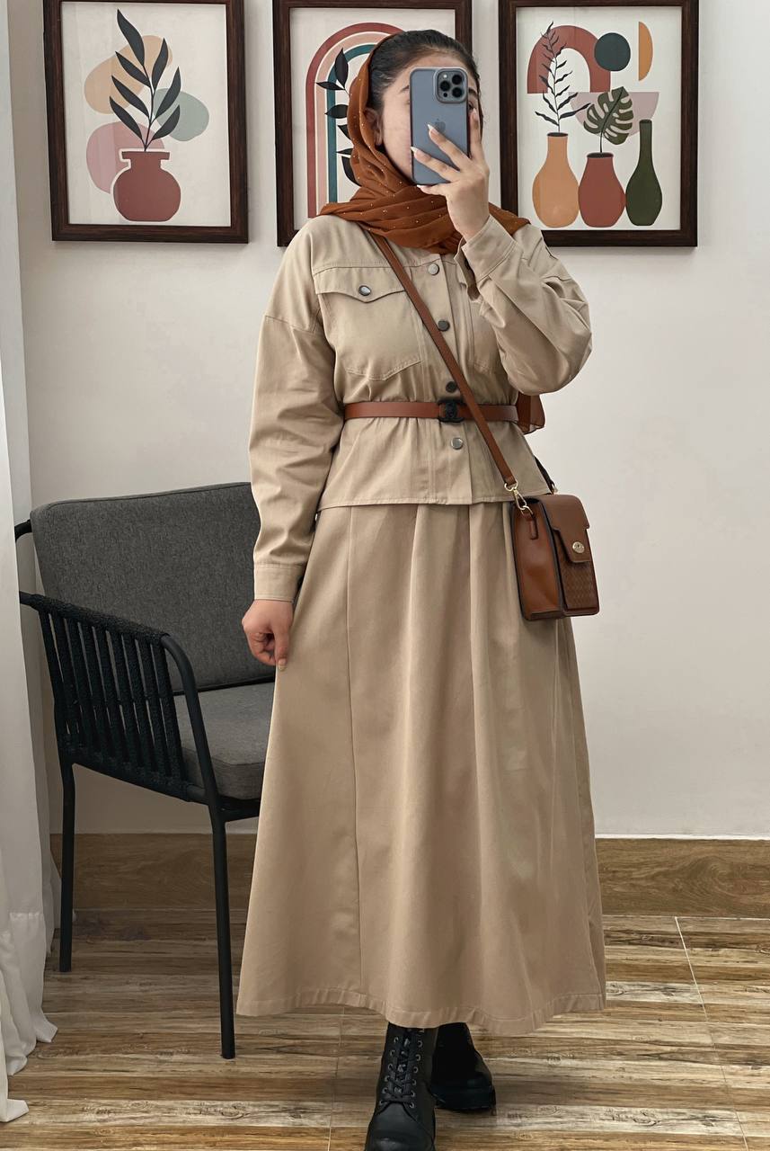 ست کت و دامن کتان کد 3222