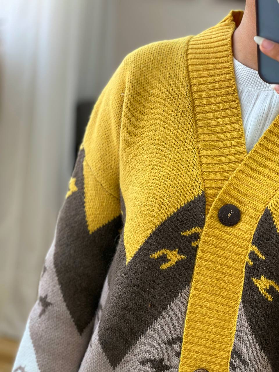 ژاکت بافت رنگی جلو دکمه کد 3228