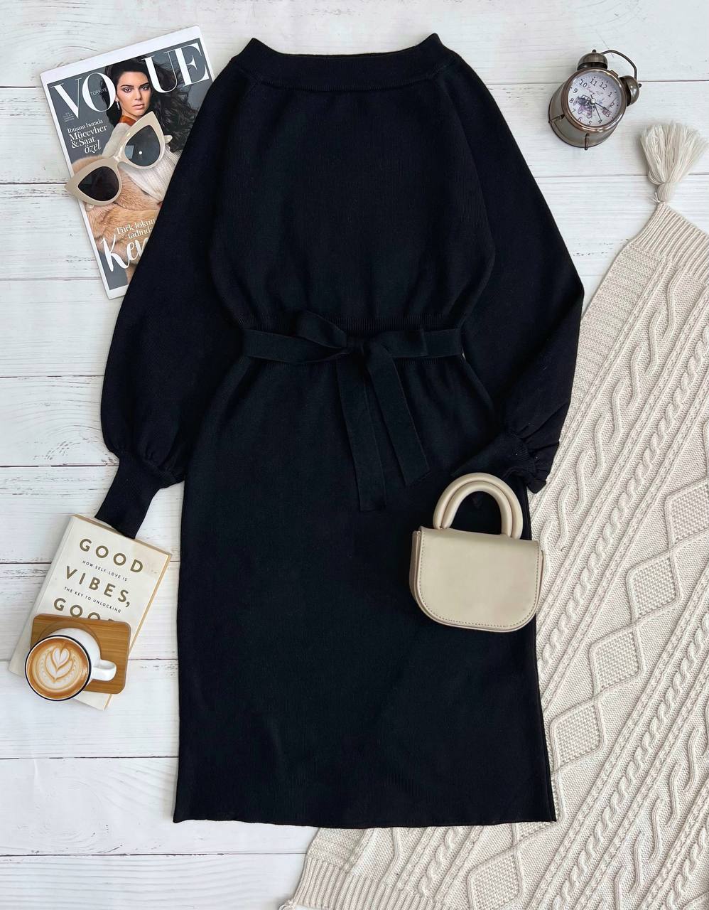 پیراهن بافت آستین مچی تکرنگ کد 3229