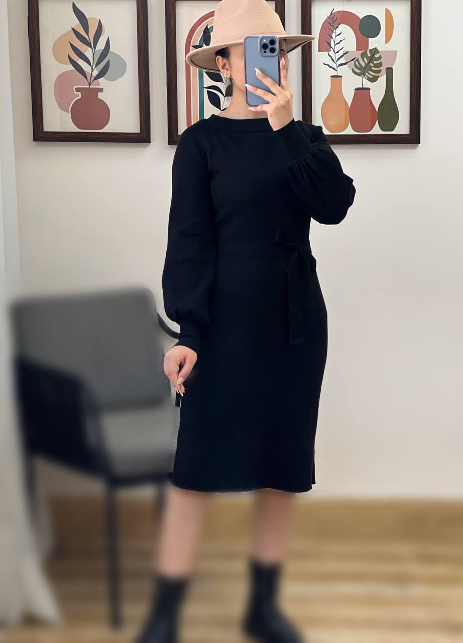 پیراهن بافت آستین مچی تکرنگ کد 3229