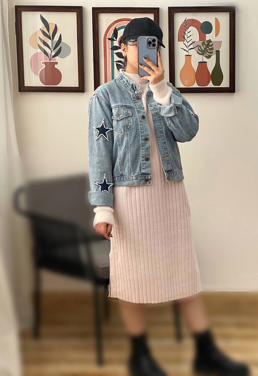 پیراهن بلند سر آستین خزدار کد 3232