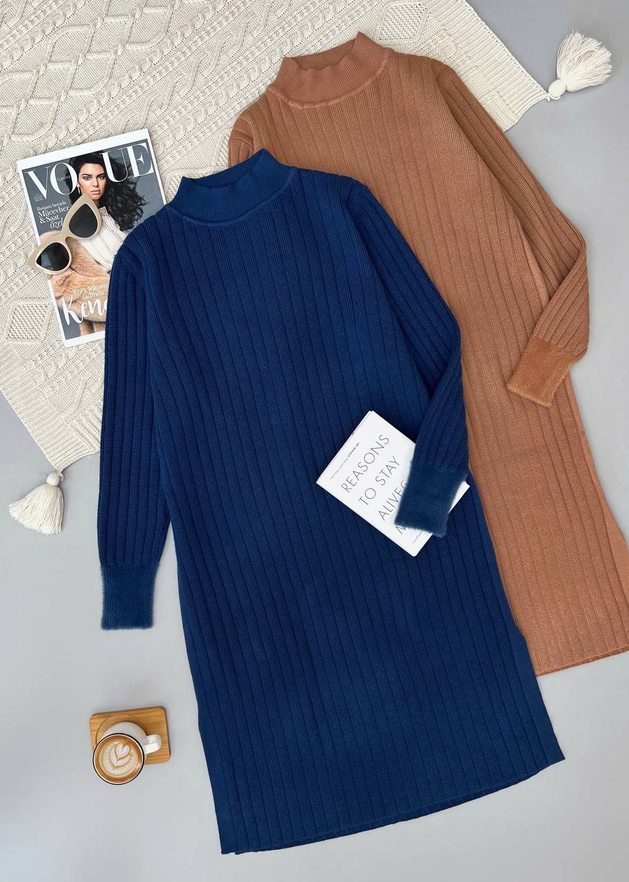 پیراهن بلند سر آستین خزدار کد 3232