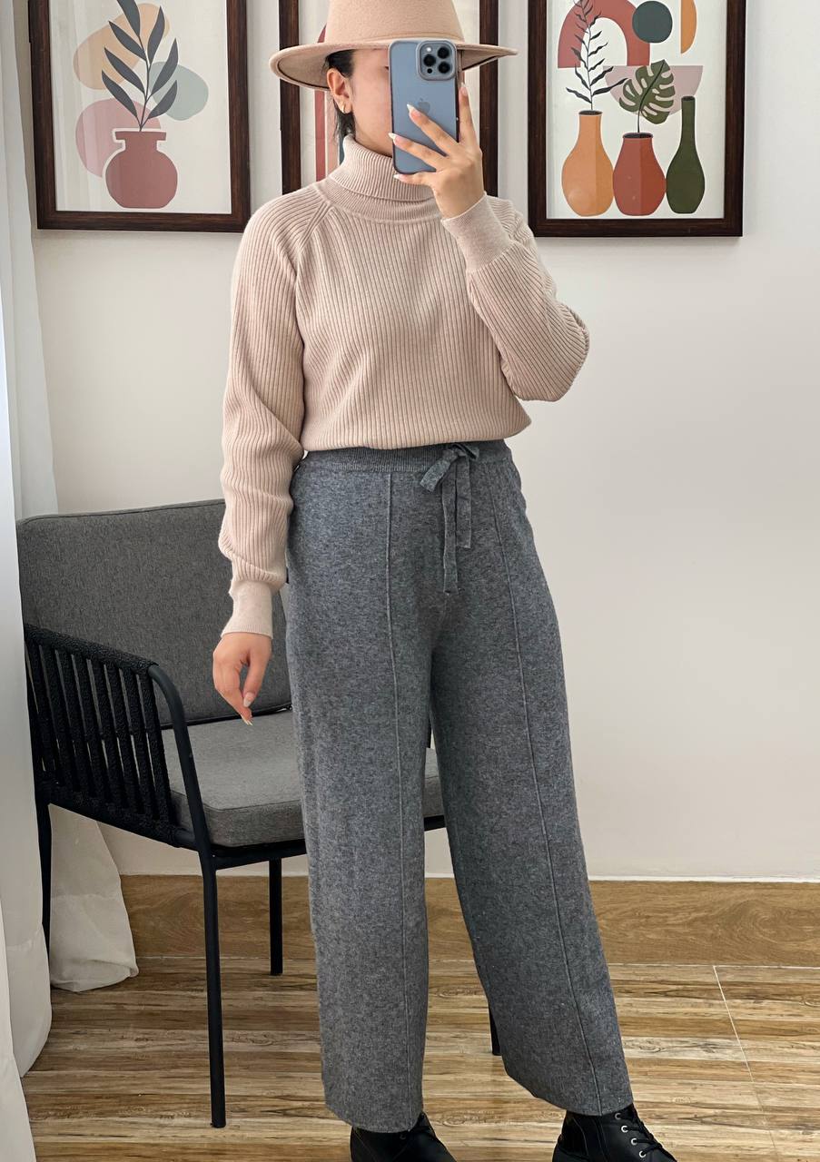 پلیور بافت یقه اسکی تک رنگ کد 3233