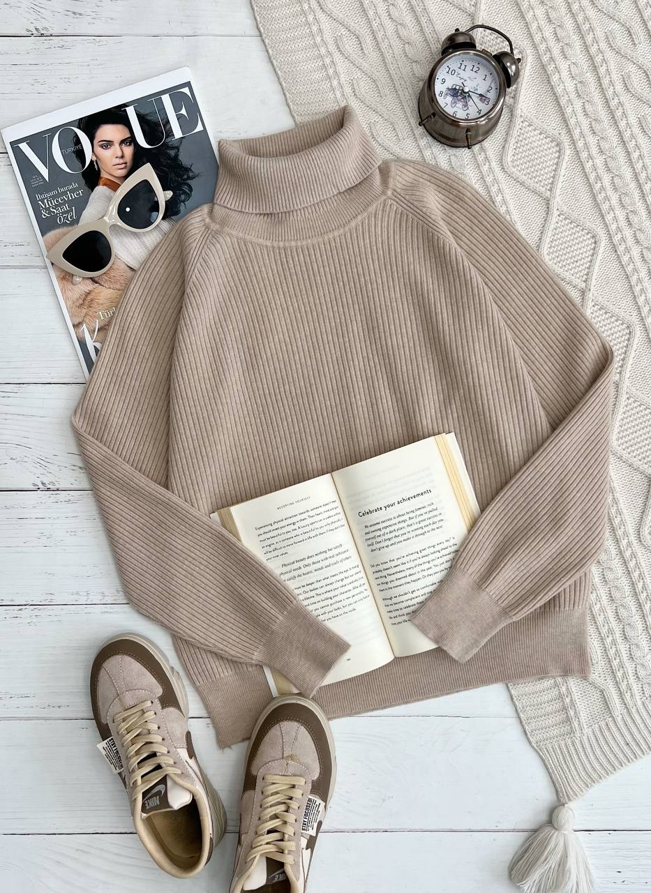 پلیور بافت یقه اسکی تک رنگ کد 3233