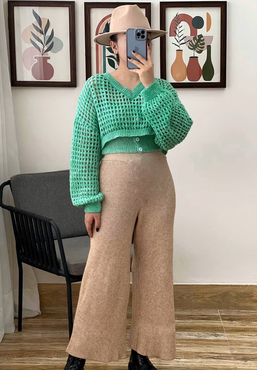 ست تاپ و رویی قلاب بافی کد 3240