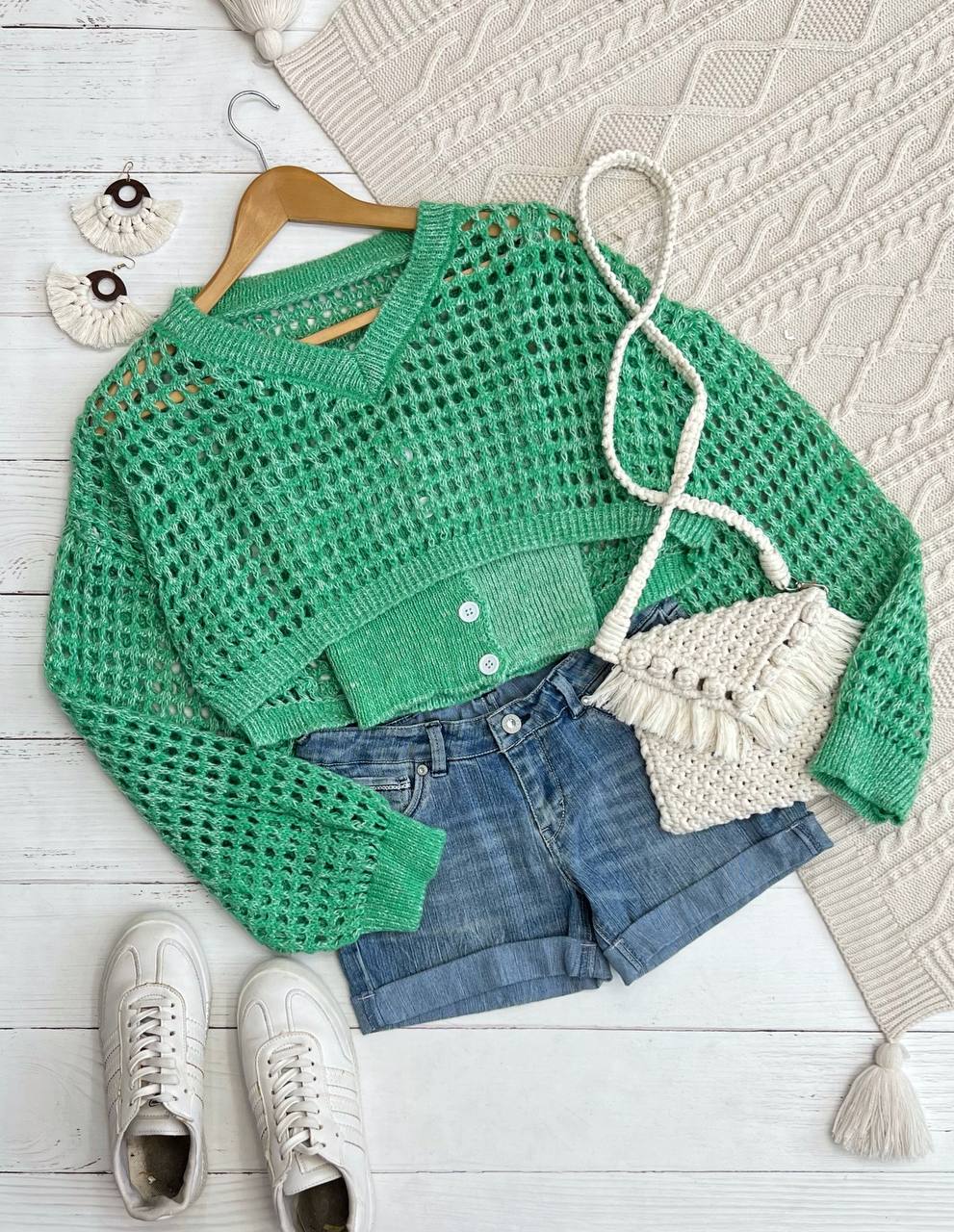 ست تاپ و رویی قلاب بافی کد 3240