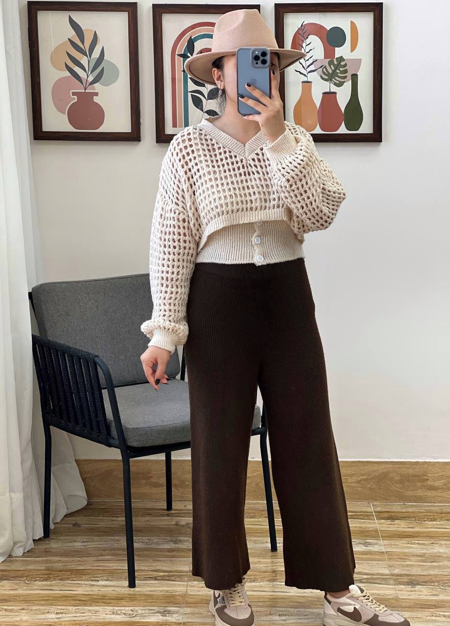 ست تاپ و رویی قلاب بافی کد 3240