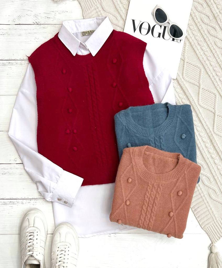 جلیقه بافت رنگی کد 3241