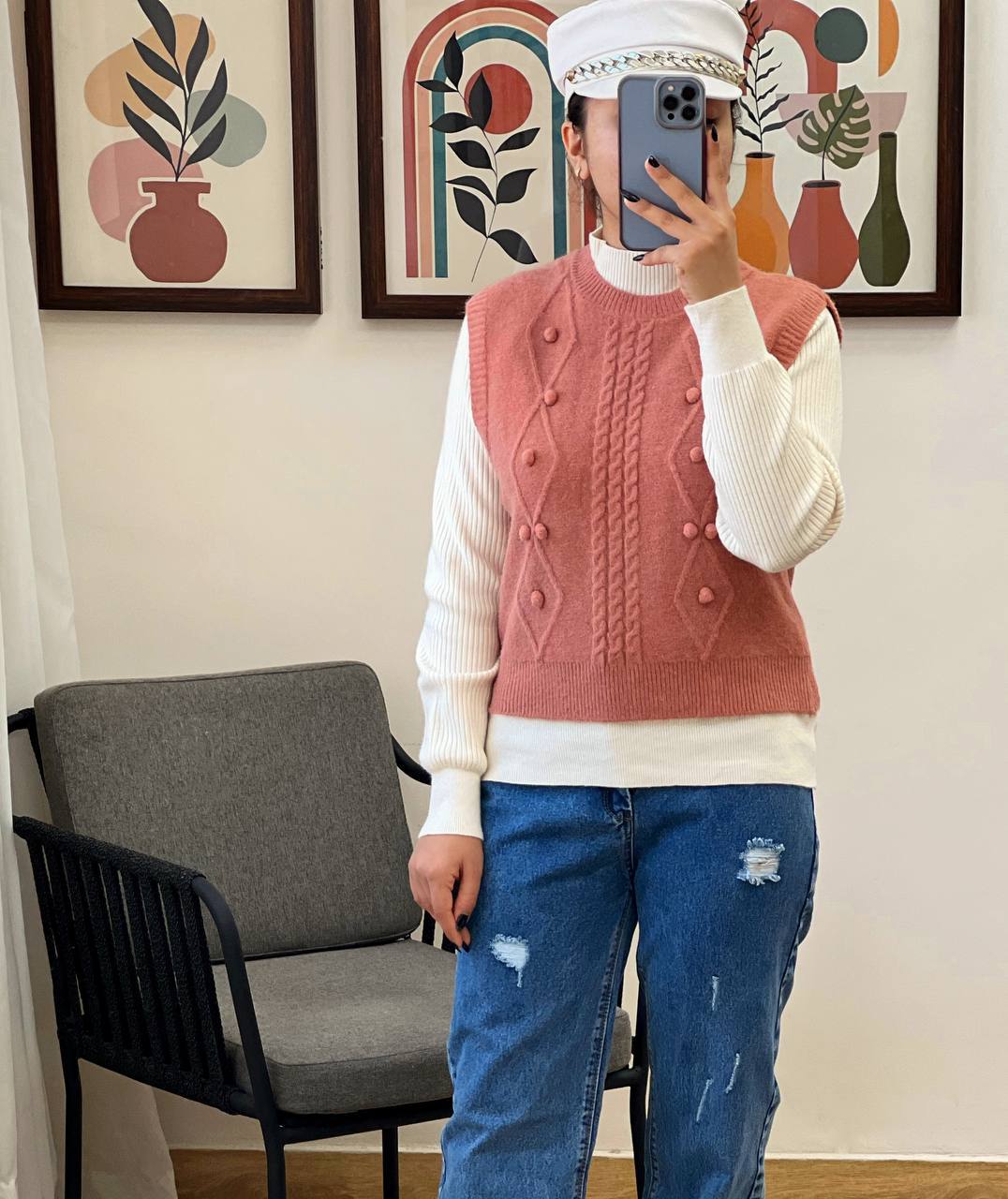 جلیقه بافت رنگی کد 3241