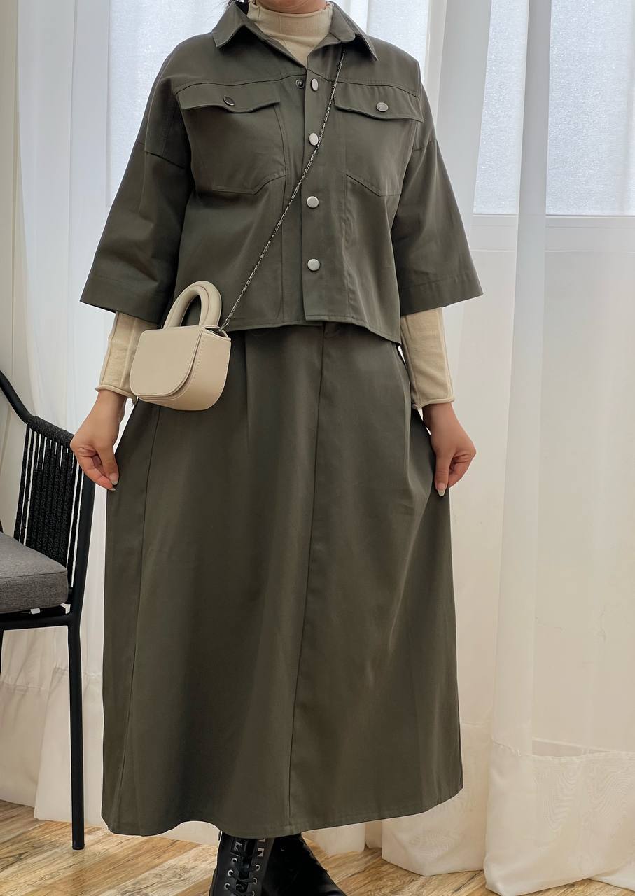 ست کت و دامن کتان کد 3244