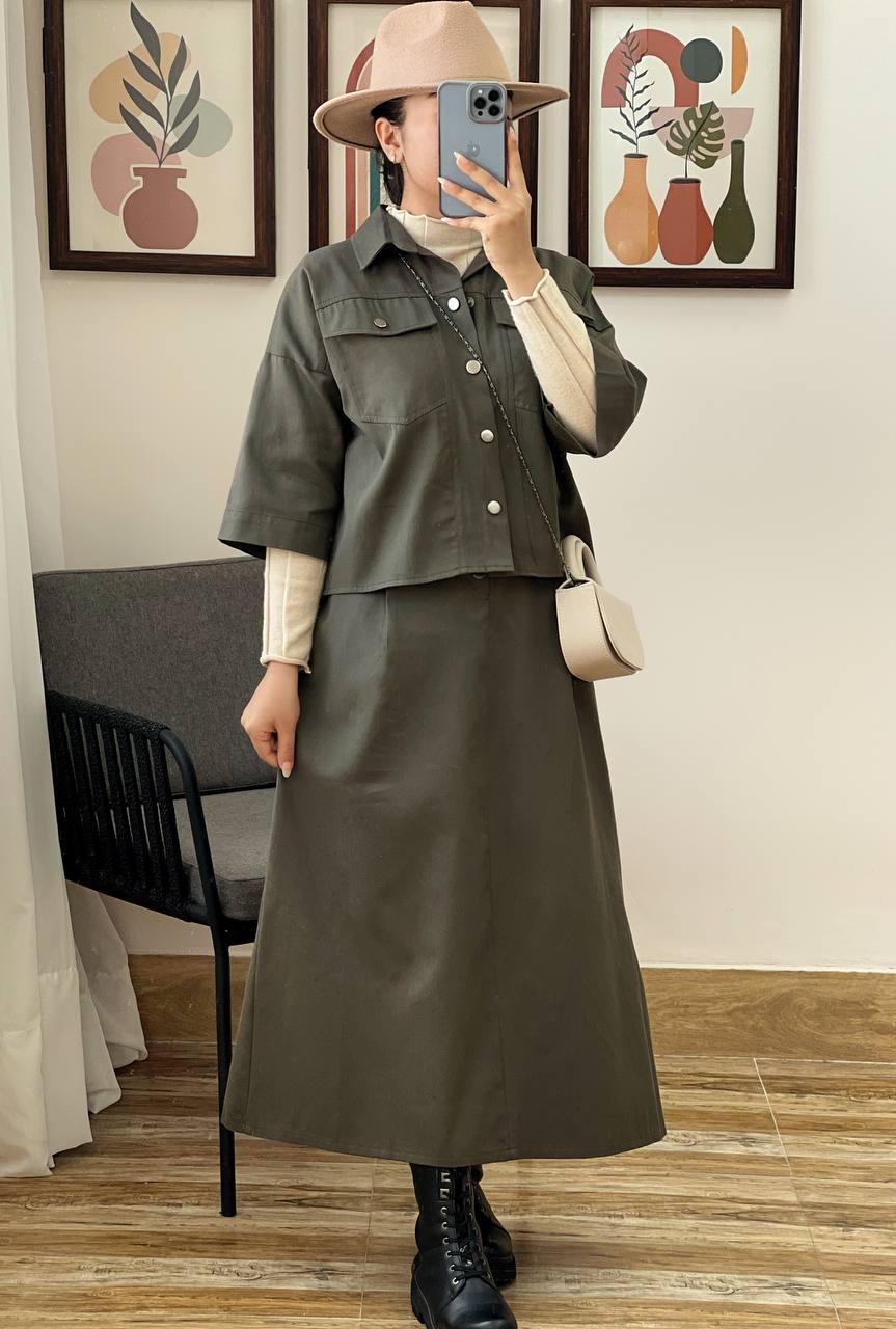 ست کت و دامن کتان کد 3244