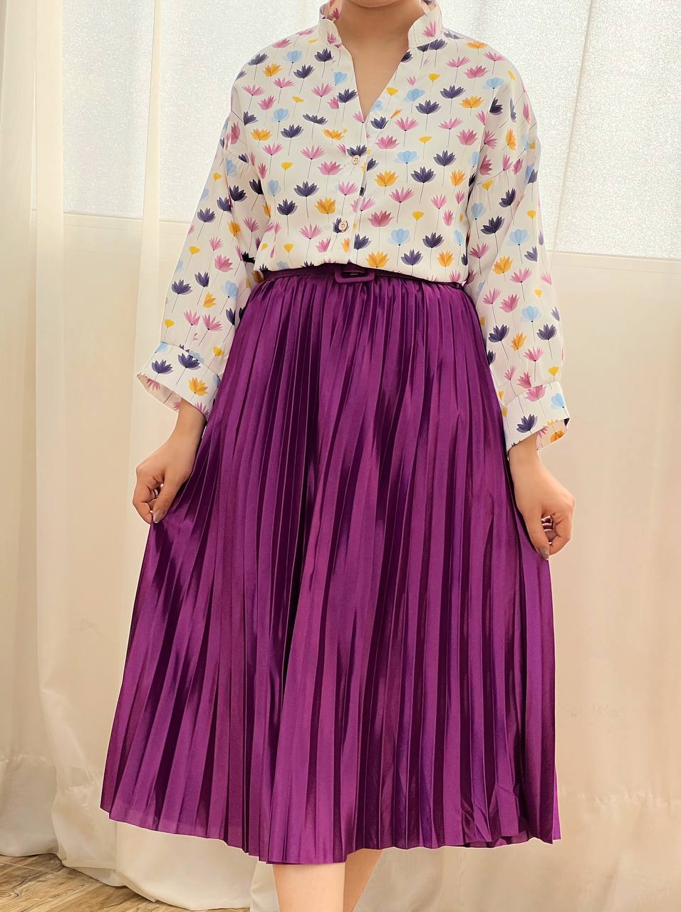 دامن پلیسه با کمربند کد 3248