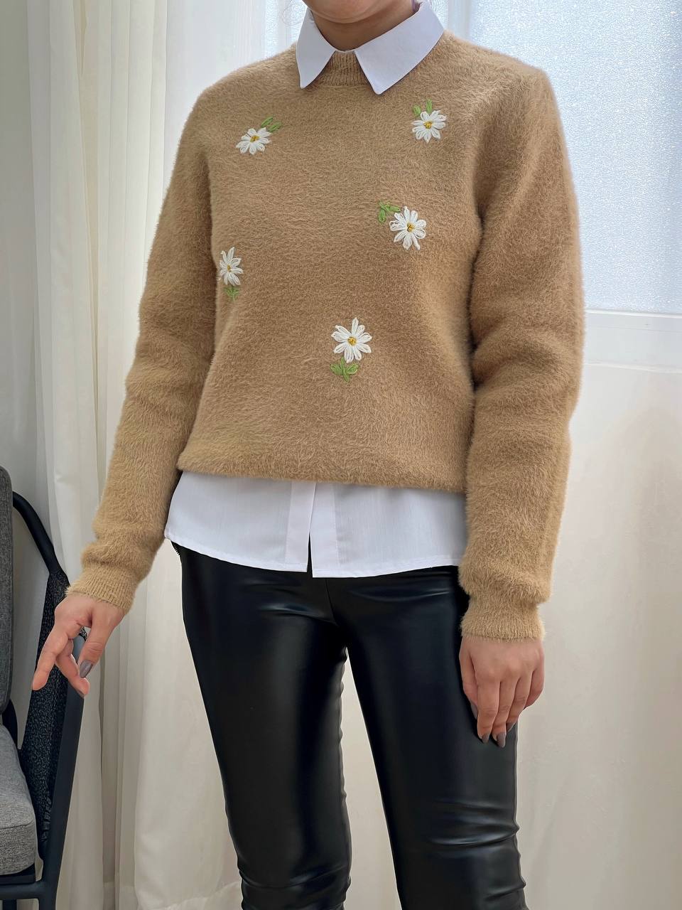 پلیور بافت موهر گلدوزی شده کد 3256