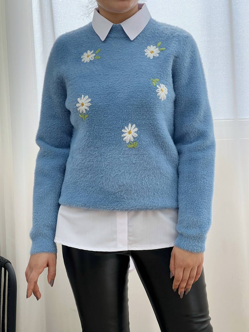 پلیور بافت موهر گلدوزی شده کد 3256