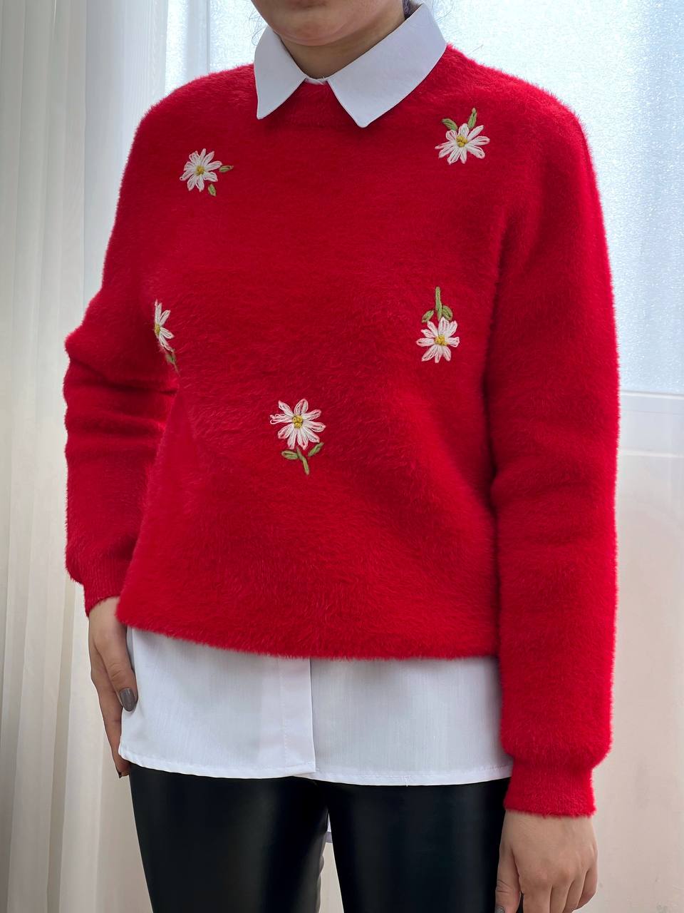 پلیور بافت موهر گلدوزی شده کد 3256