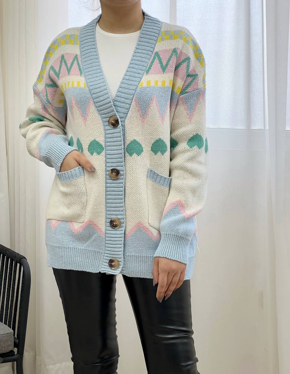 ژاکت بافت جلو دکمه کد 3182