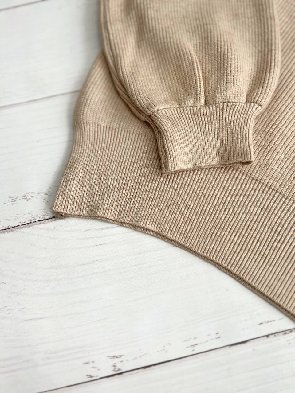 پلیور بافت آستین پف یقه موج کد 3262