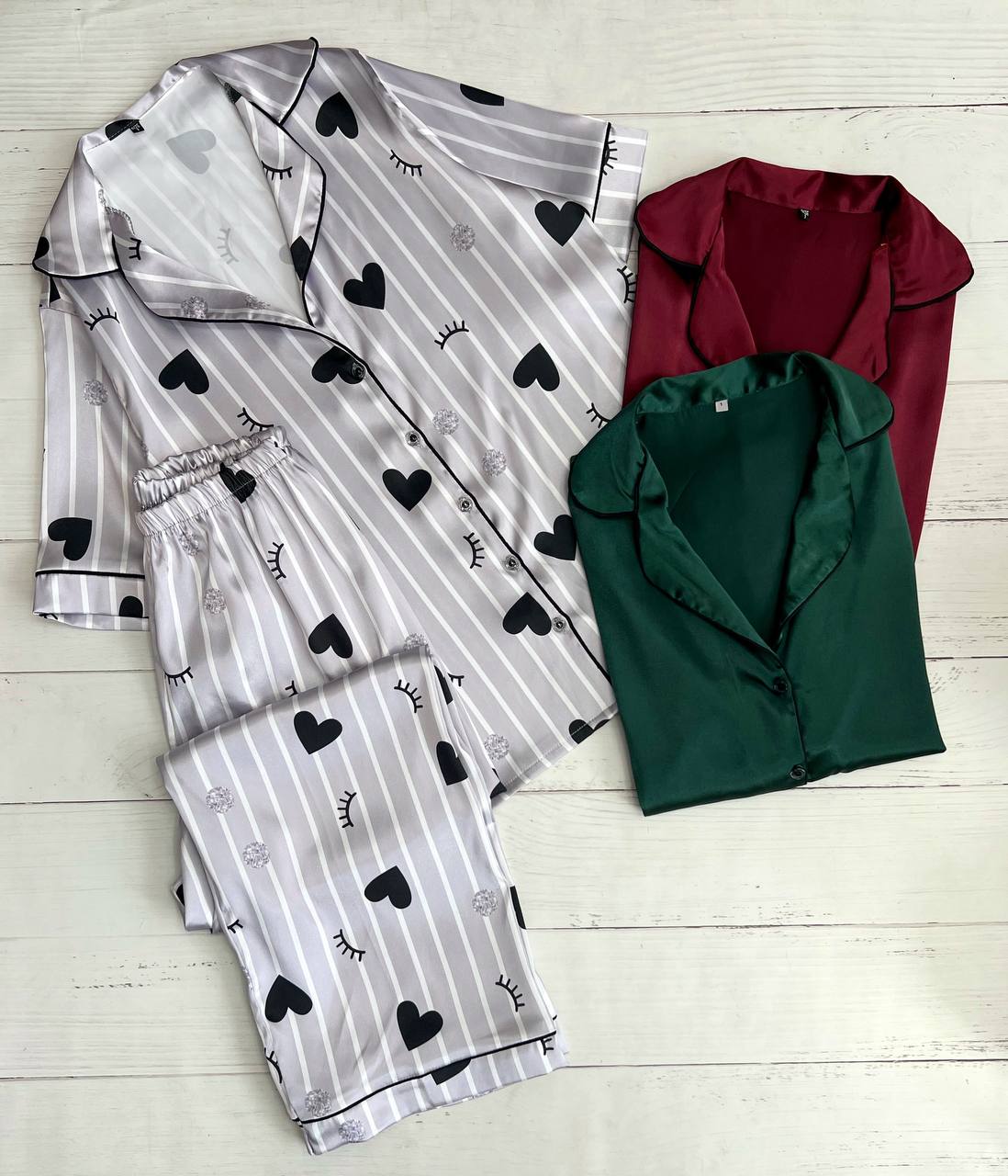 ست پیراهن و شلوار ساتن کد 3263